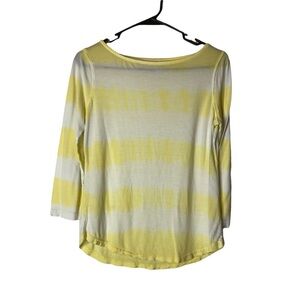 Sundance Yellow and‎ White 3/4 Sleeve Top Size Small